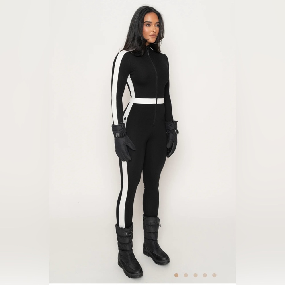 Black/White Zipper Jumpsuit.